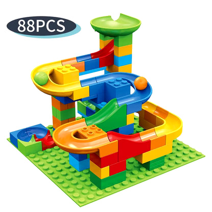 88PCS Small Size Marble Race Run Blocks Maze Ball Track Building Blocks Funnel Slide Assemble DIY Bricks Educational Kid Toy