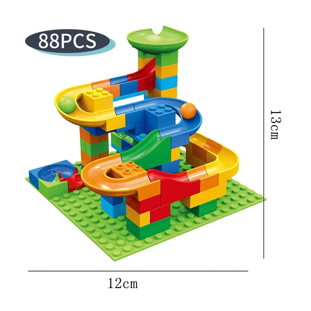 88PCS Small Size Marble Race Run Blocks Maze Ball Track Building Blocks Funnel Slide Assemble DIY Bricks Educational Kid Toy