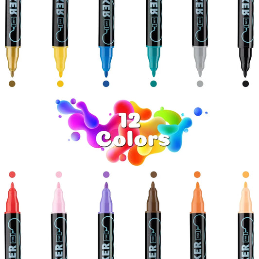 Dual-Tip Waterproof Acrylic Markers Kid’s Art Painting Pens Children DIY Drawing Stationery School Supplies