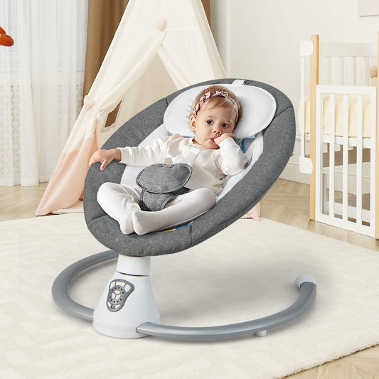 Baby Bouncer with 5 Swing Speeds and Built-In 17 Music for Newborn