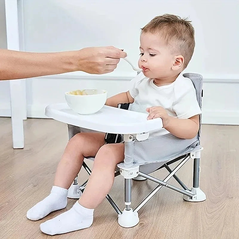 Aluminium Alloy Foldable Portable Compact Baby Chair with Safe Belt for Indoor Outdoor Use Easy Travel for Camping, Beaches